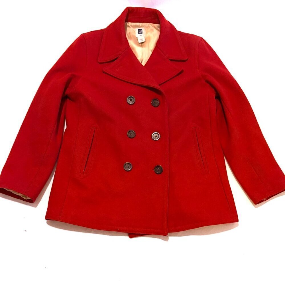 GAP pea coat Large red wool